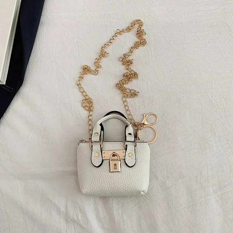 Trendy Aesthetic Mini Bag with Lock Charm & Detachable Strap