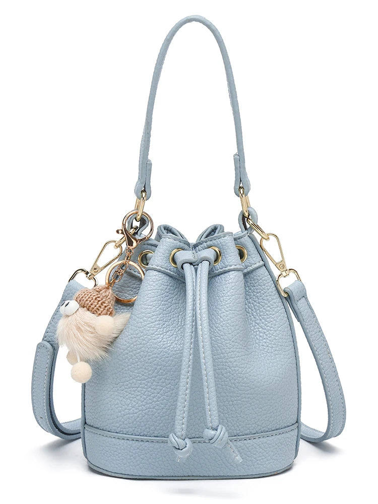 Aesthetic Soft Leather Mini Bucket Purse