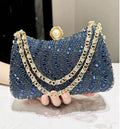 Glamorous Rhinestone Crystal Evening Clutch Bag - Luxury Pearl Clasp Party Handbag with Detachable Chain