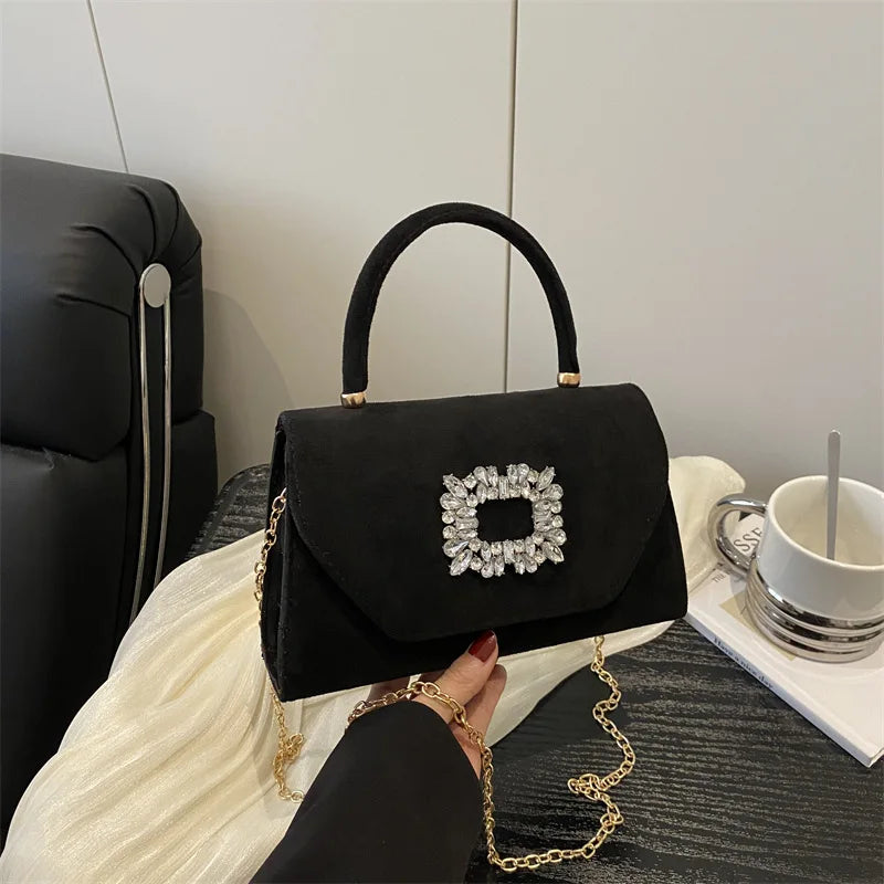 Glamorous Crystal Buckle Pink Mini Handbag