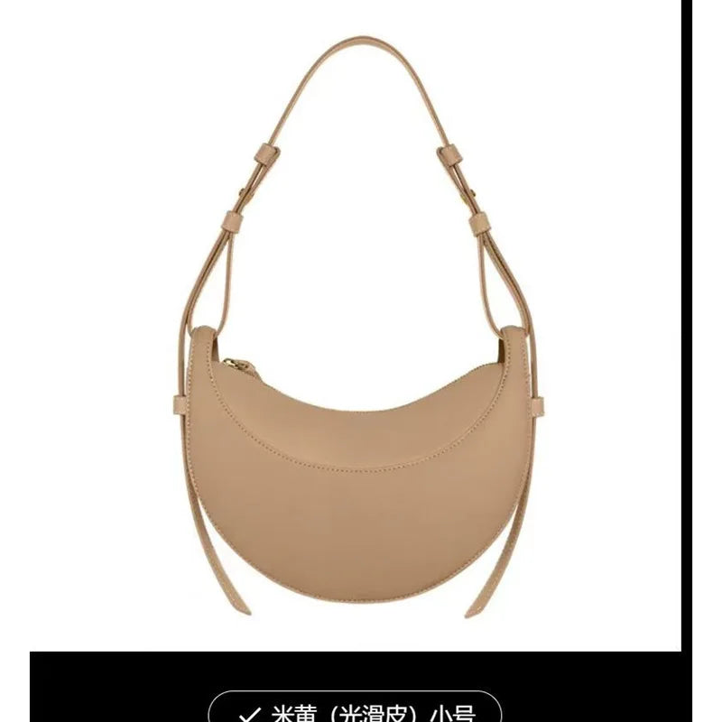 Aesthetic Half-Moon Leather Shoulder Bag