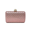 Luxury Metallic Woven Pattern Party Clutch Bag with Crystal Clasp