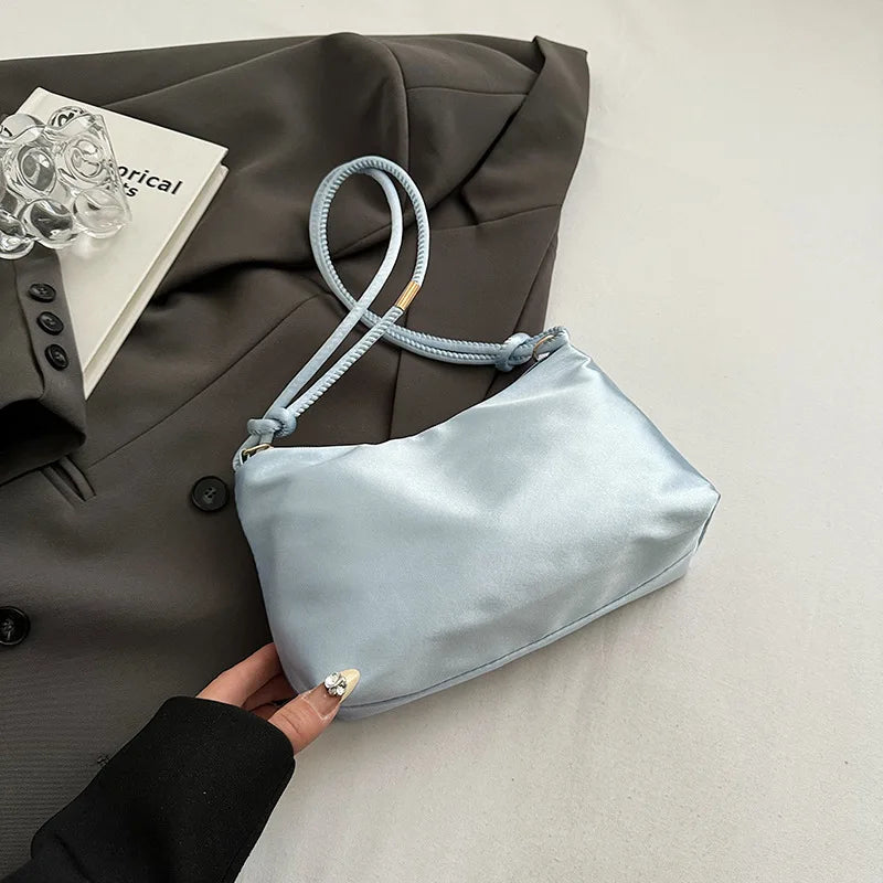Satin Silk Knotted Strap Shoulder Bag