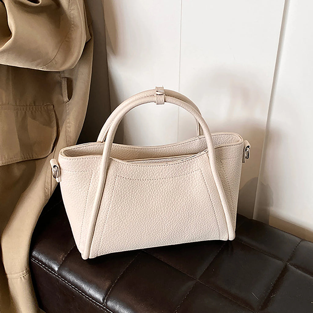 Minimalist Contrast Stitching Top Handle Tote Bag