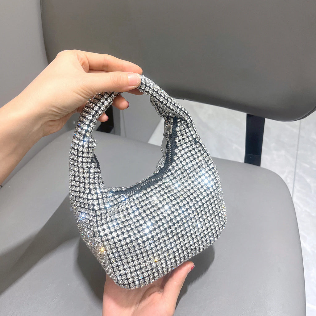 Sparkling Rhinestone Mini Handbag and Evening Clutch with Crystal Handle