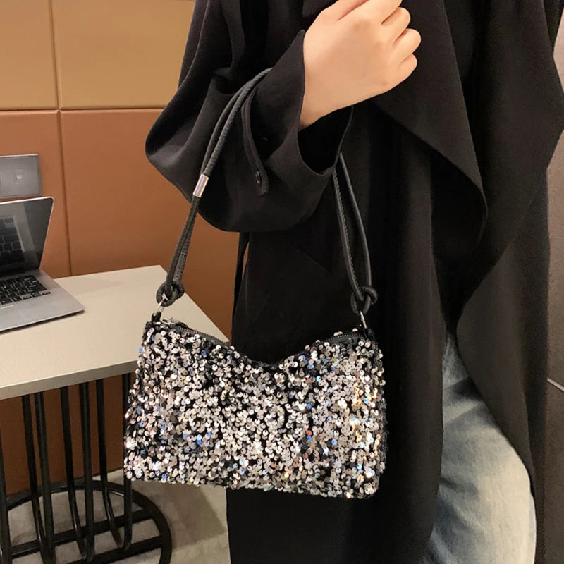 Shiny Full Sequin Mini Handbag – Elegant Party Wear Shoulder Purse for Women