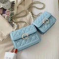 Elegant Quilted Leather Shoulder Bag with Pearl Accent & Chain Strap - Chic Party Crossbody Handbag