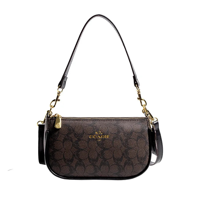 Stylish Patterned Crossbody Shoulder Bag for Women – Gold Hardware & Leather Strap