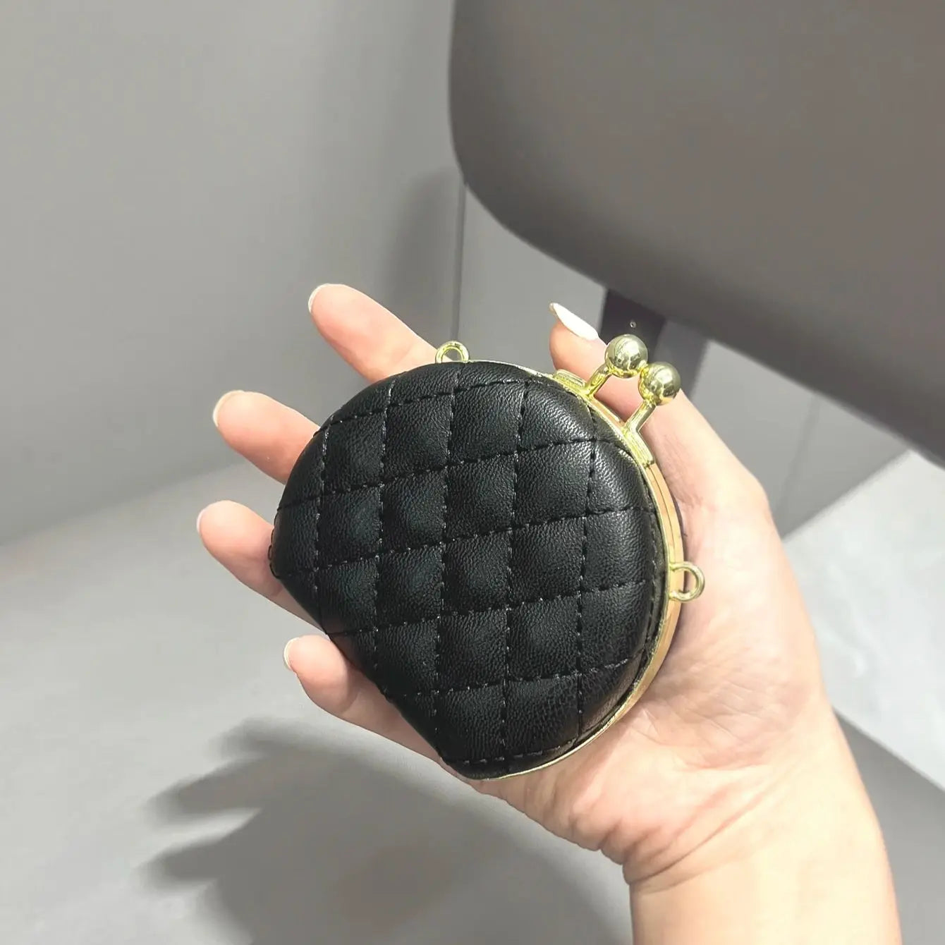 Luxury Quilted Round Mini Handbag with Chain Strap and Top Handle