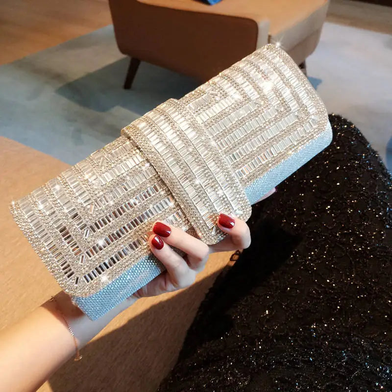 Dazzling Rhinestone Embellished Evening Clutch & Party Purse