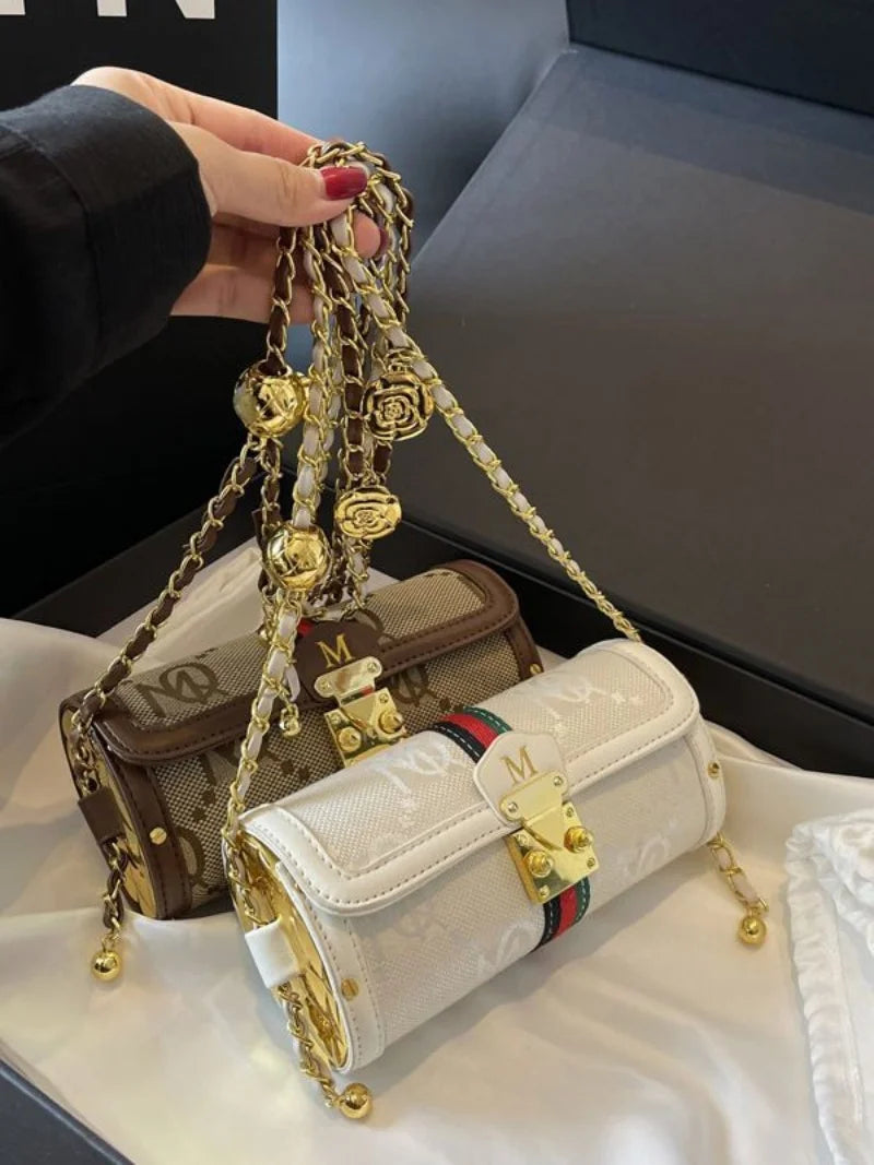 Elegant Designer-Style Structured Shoulder and Crossbody Bag with Turn-Lock