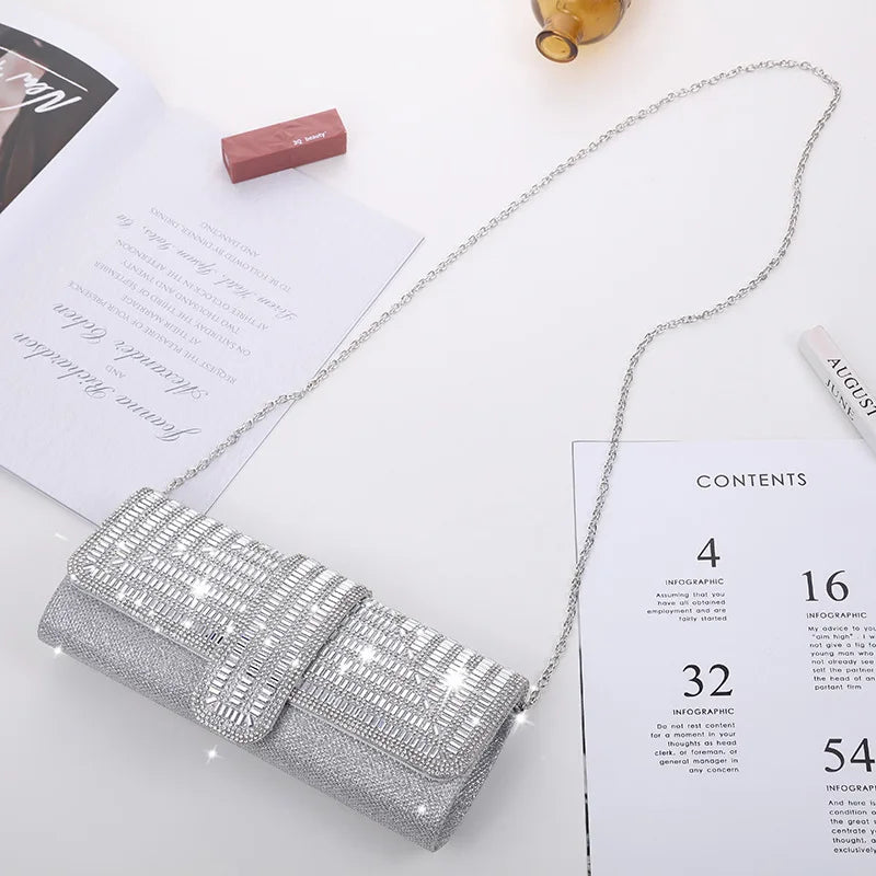 Dazzling Rhinestone Embellished Evening Clutch & Party Purse