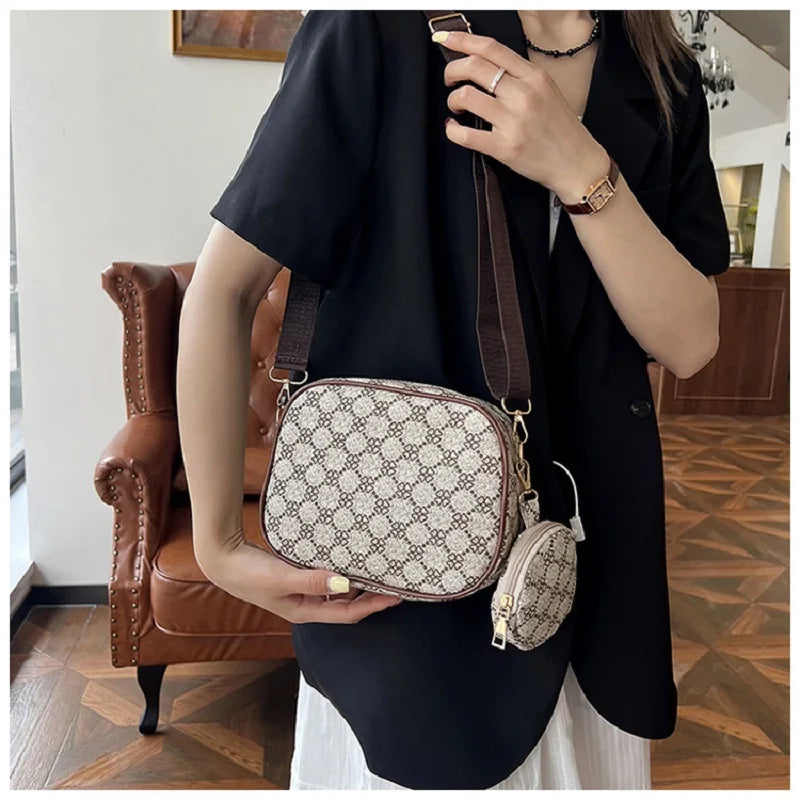 Classic Monogram Pattern Messenger Bag | Casual Travel Crossbody Purse for Women
