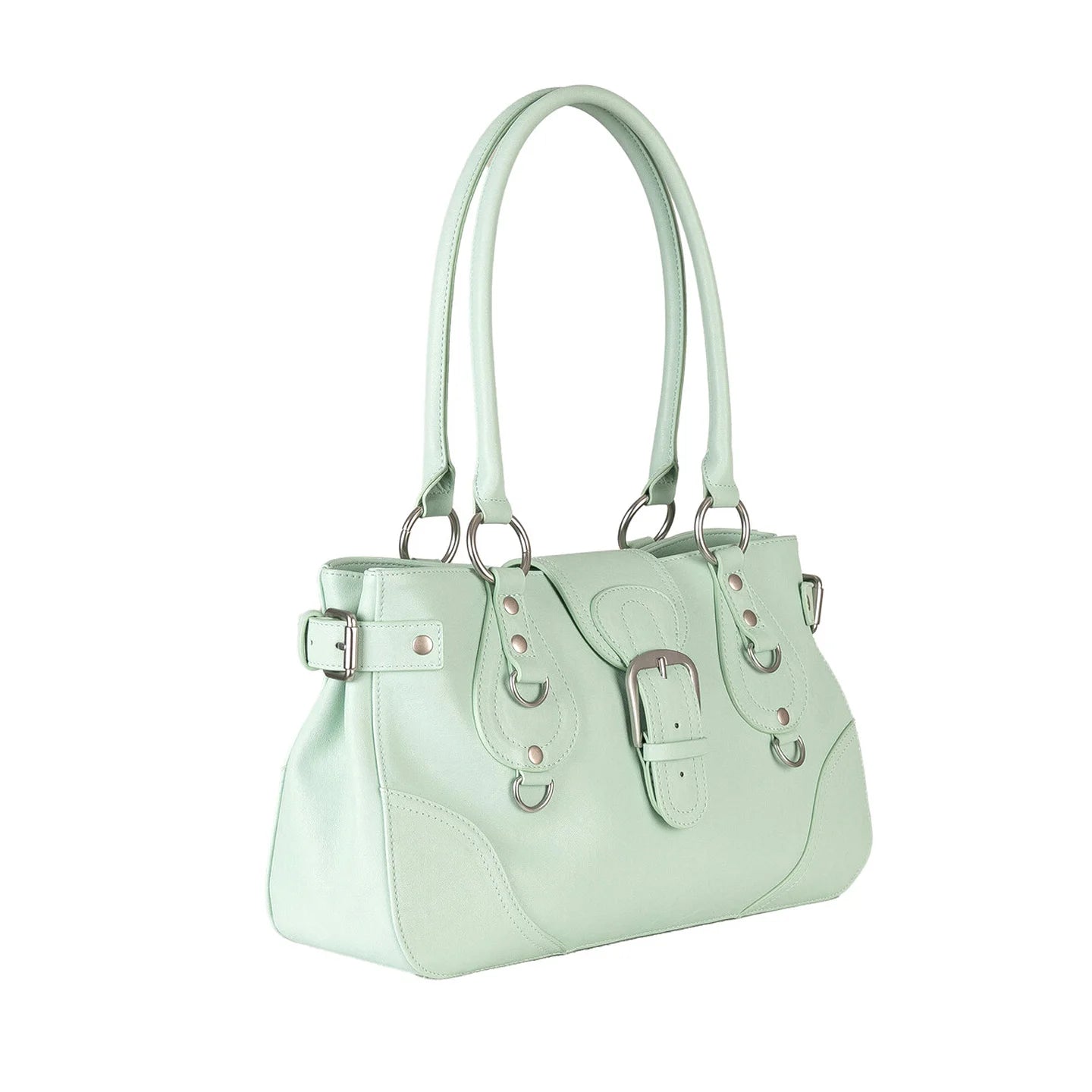 Pastel Mint Green Retro Shoulder Purse – Y2K Aesthetic Handbag for Women