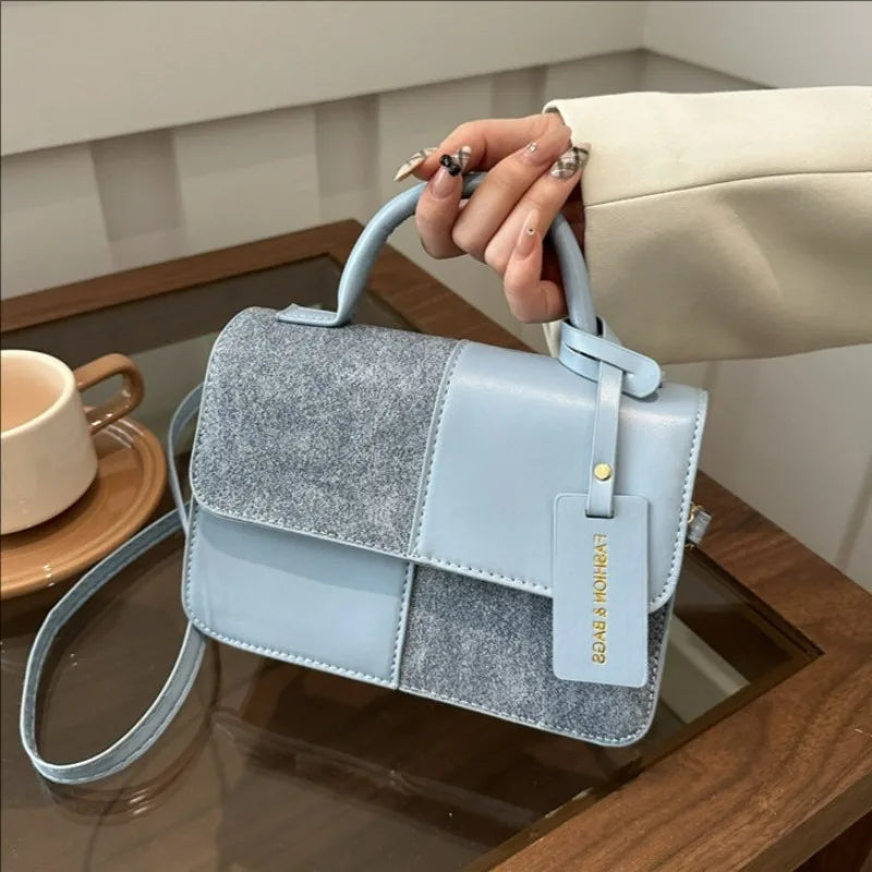 Stylish Color-Block Top Handle & Crossbody Handbag for Women | Casual & Chic PU Leather Shoulder Bag
