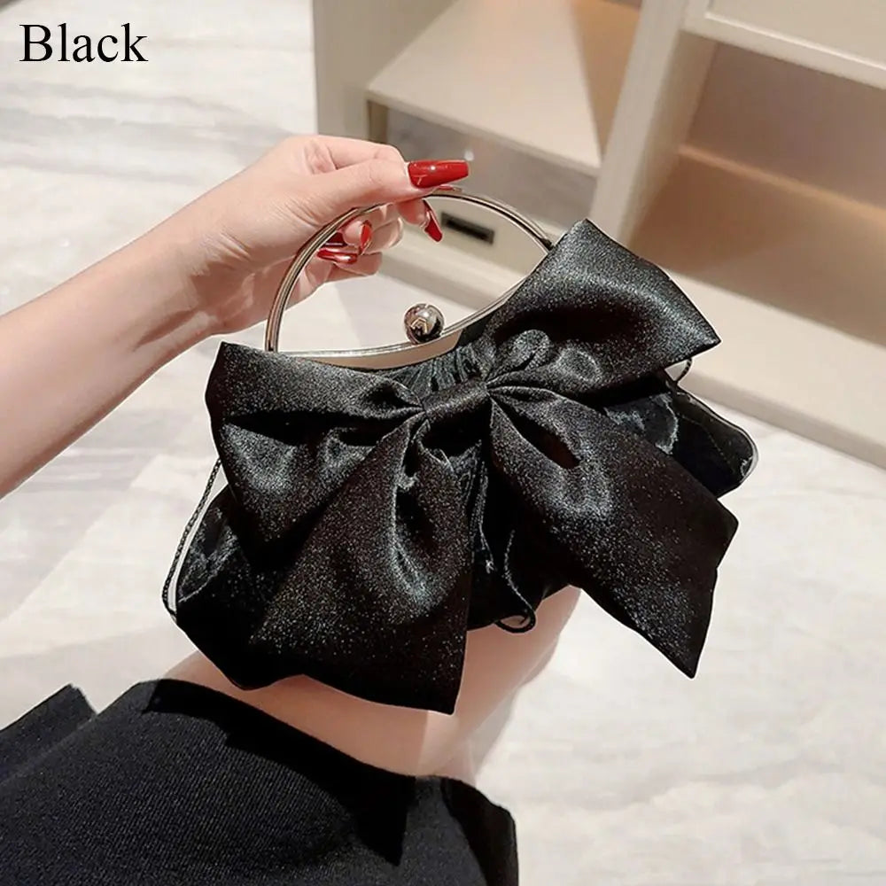 Elegant Satin Bowknot Metal Ring Mini Clutch & Handbag