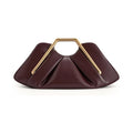 Chic Pleated PU Leather Clutch Bag | Metal Handle Geometric Evening Handbag