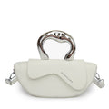 Trendy Metallic Handle White Mini Crossbody Handbag for Women