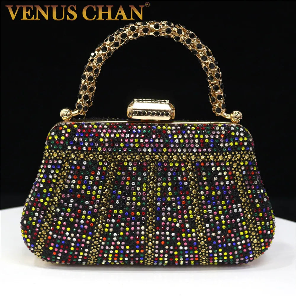 Luxury Crystal Rhinestone Clutch Bag for Women – Elegant Party Wear Evening Purse with Diamond Handle