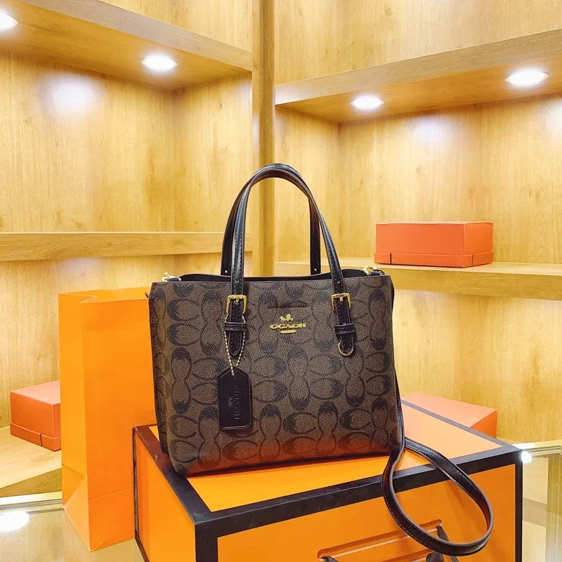 Classic Monogram Print Shoulder Bag – Elegant Leather Tote & Crossbody Handbag for Work & Daily Wear