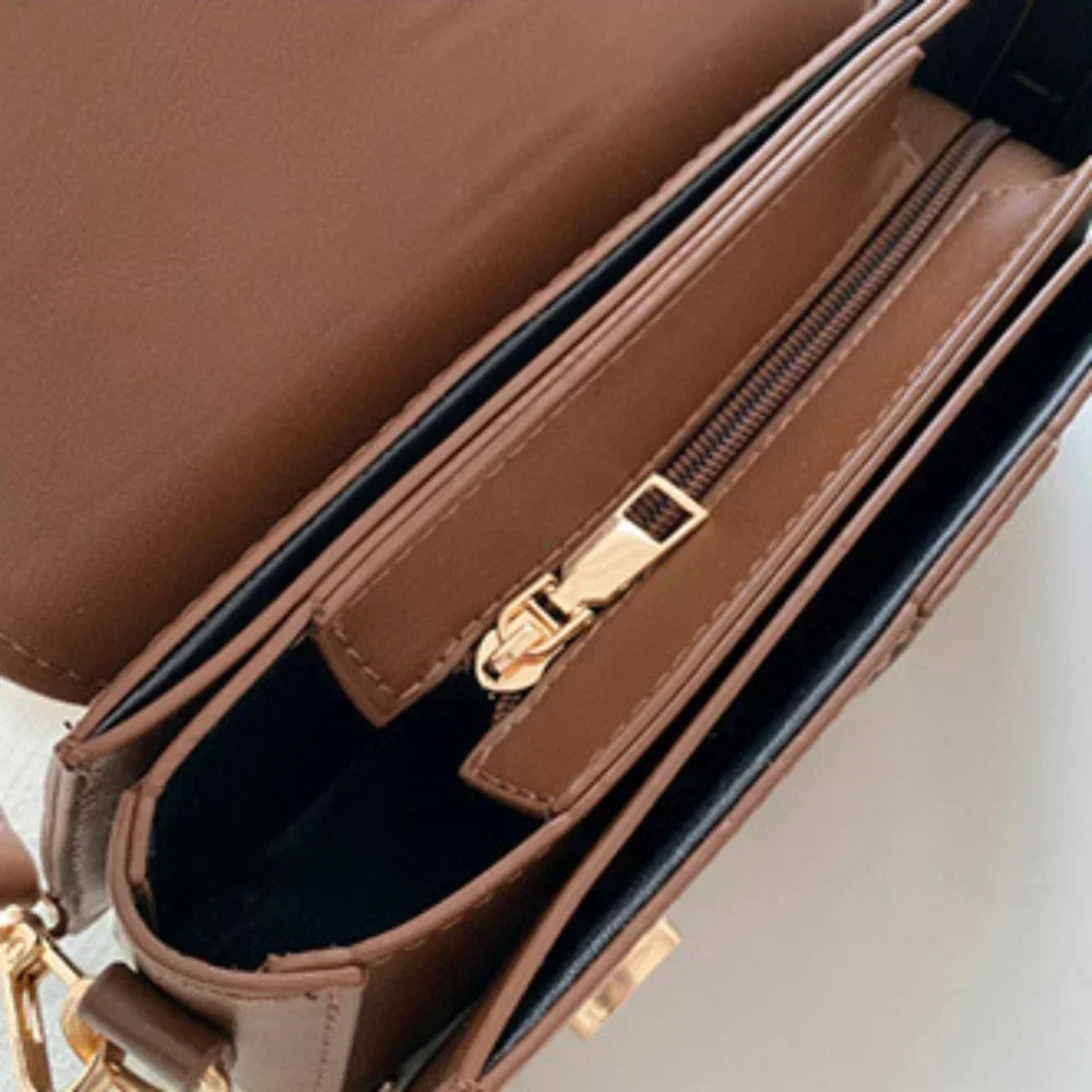 Classic Leather Flap Crossbody Bag with Top Handle