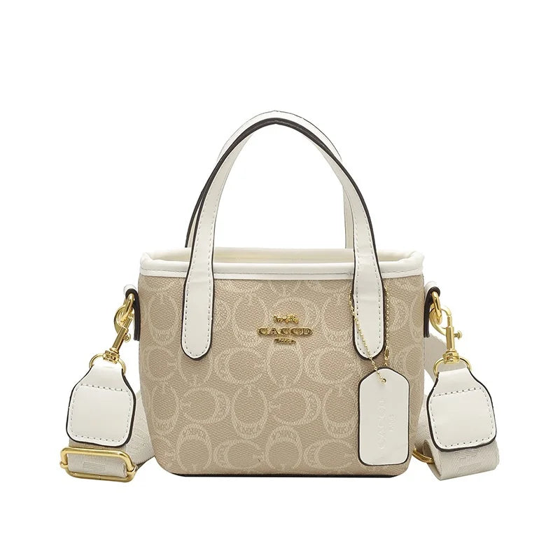 Classic Monogram Print Mini Tote Bag with Top Handle | Chic Crossbody Purse