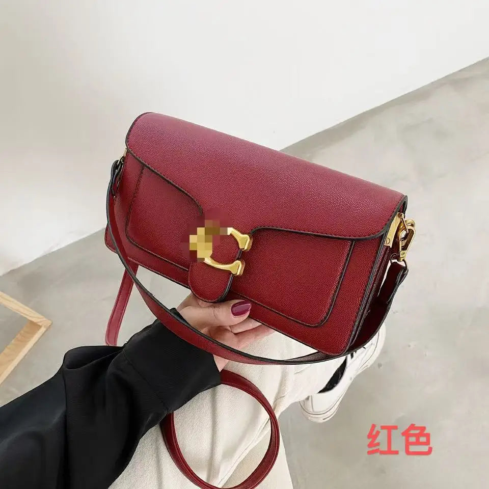 Chic Brown Flap Shoulder Bag with Metallic Logo