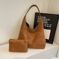 Vintage Brown Suede Casual Tote & Large Capacity Shoulder Bag