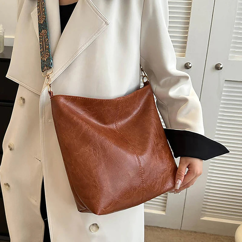 Boho-Chic Wide Embroidered Strap Slouchy Tote Bag 🌿✨