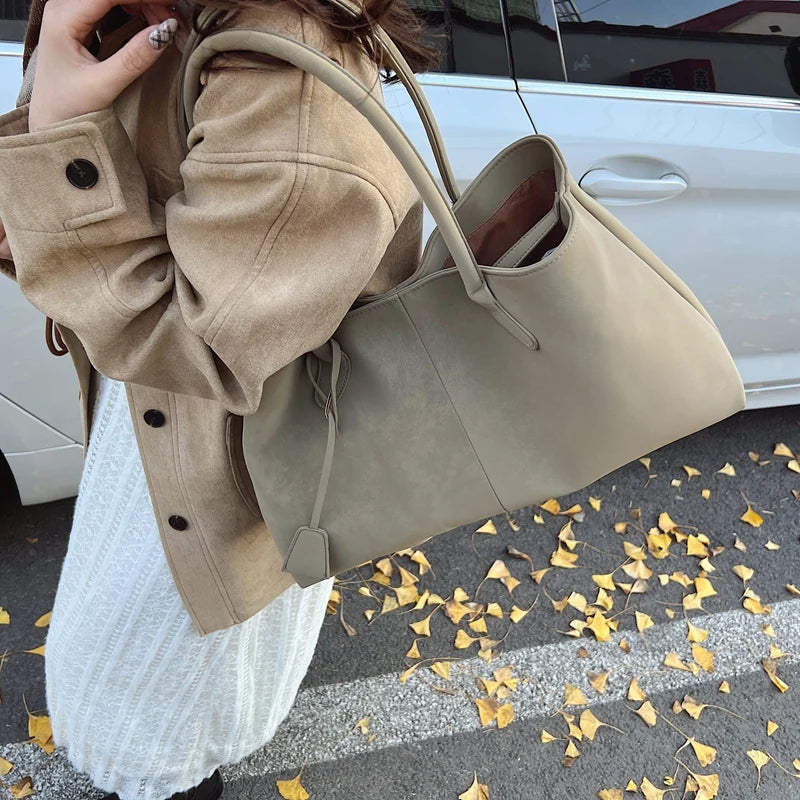 Premium Large Capacity Suede Tote Bag for Women | Elegant Shoulder Handbag & Commuter Bag
