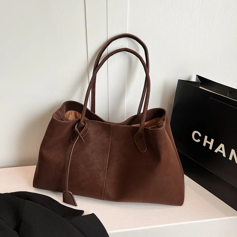 Premium Large Capacity Suede Tote Bag for Women | Elegant Shoulder Handbag & Commuter Bag