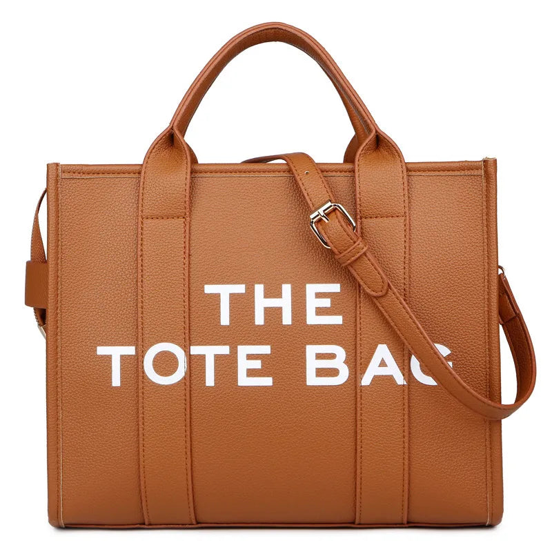 "THE TOTE BAG" Letter Printed PU Leather Tote Bag for Women | Large Capacity Shoulder Bag & Crossbody Bag