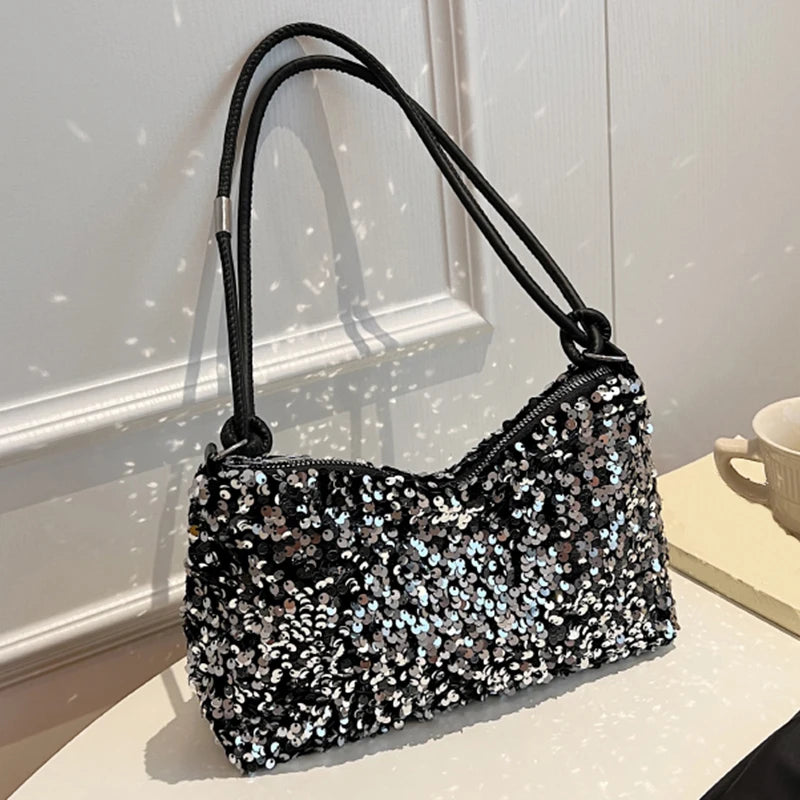 Shiny Full Sequin Mini Handbag – Elegant Party Wear Shoulder Purse for Women