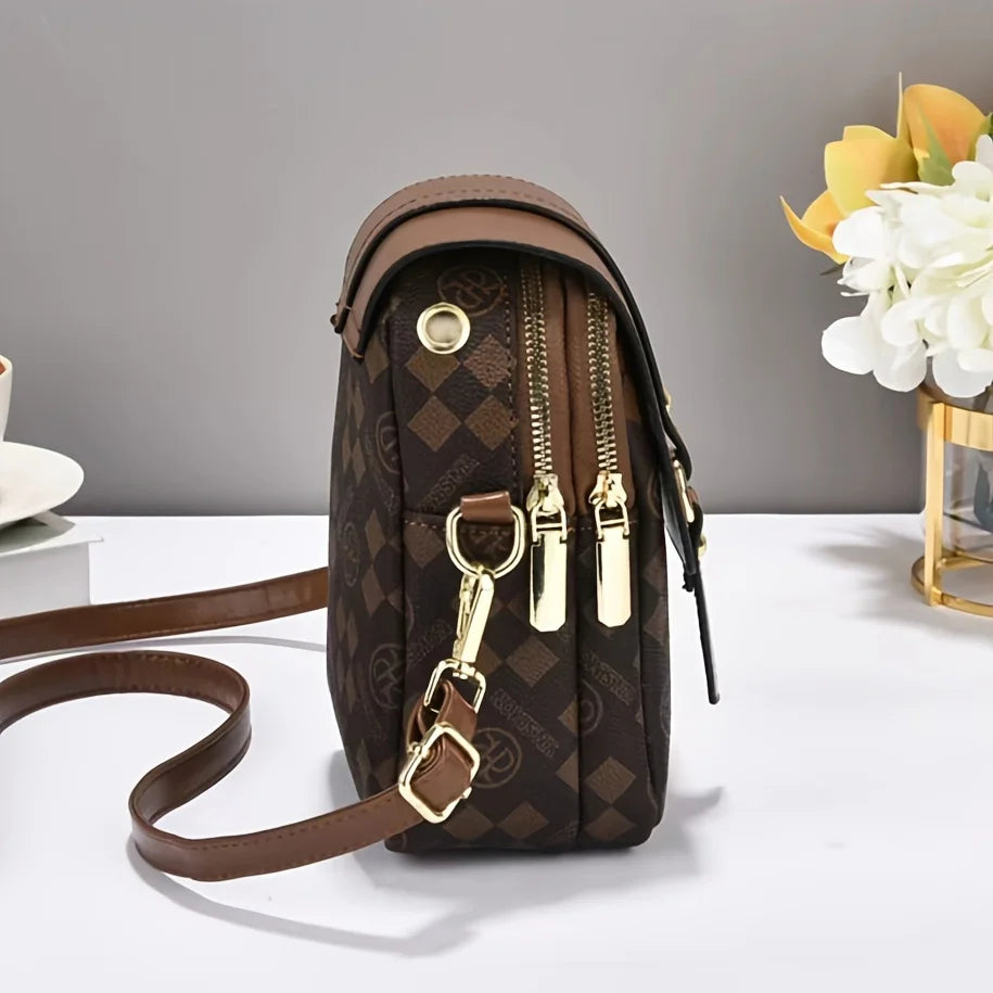 Classic Monogram Multi-Zipper Cell Phone & Crossbody Bag