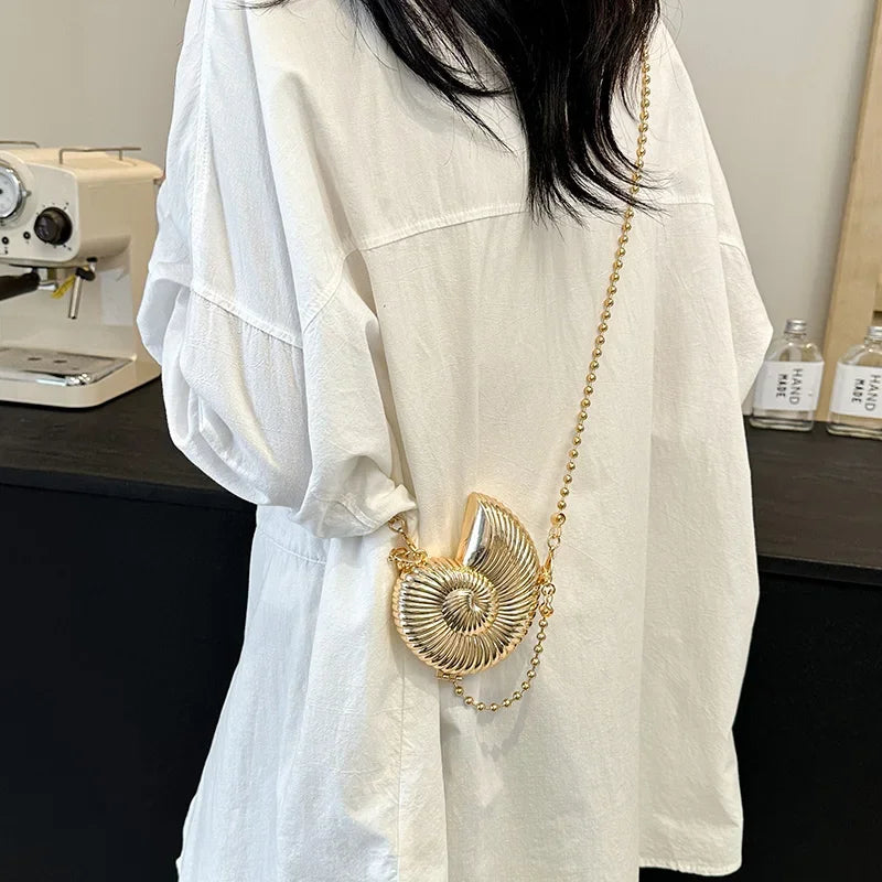 Statement Nautilus Shell Hard-Case Evening Bag