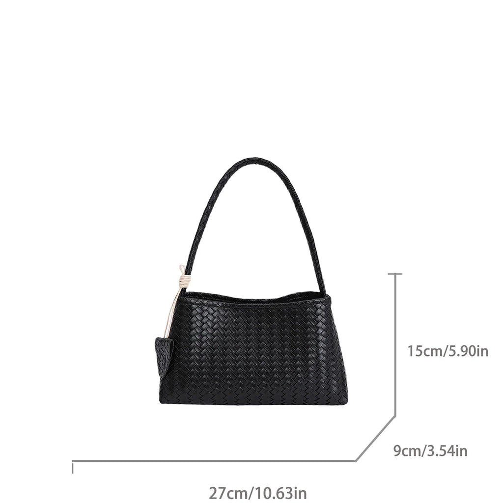 Woven Leather Hobo Shoulder Bag with Knot Accent