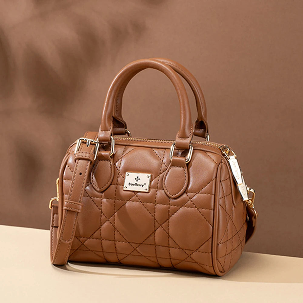 Luxurious Quilted Diamond Barrel Handbag & Crossbody