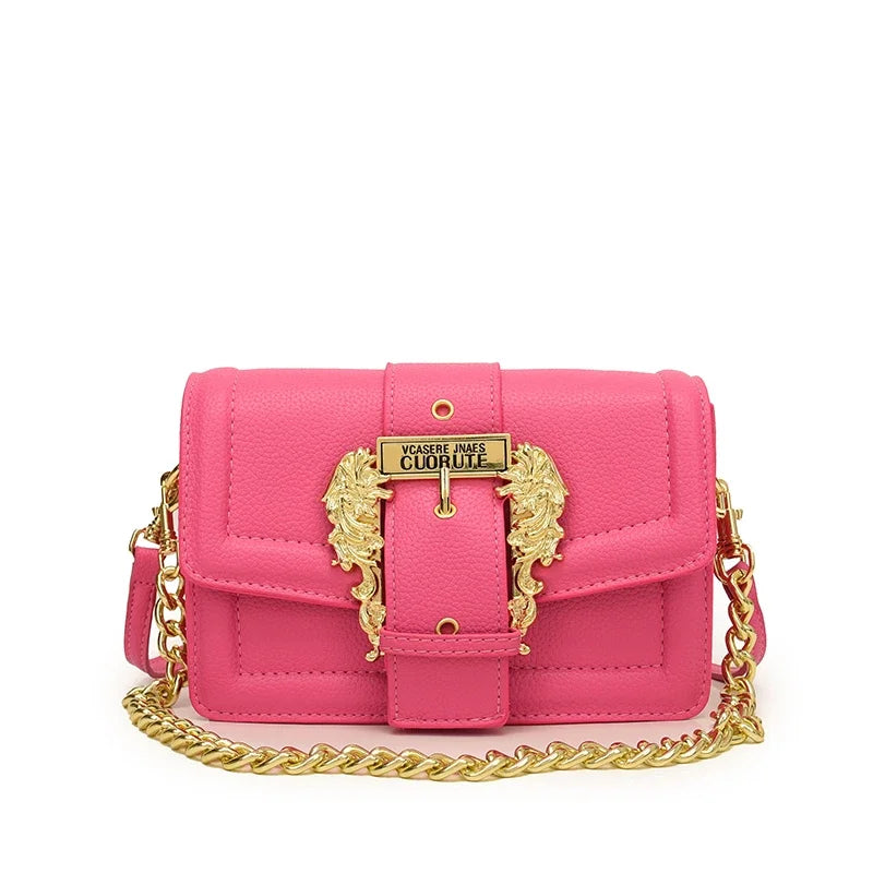 Chic Off-White Flap Shoulder Bag – Elegant Vintage Gold Buckle Satchel
