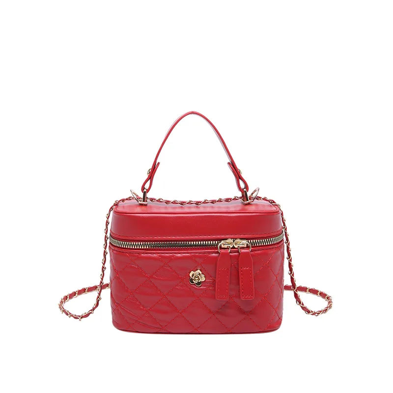 Luxury Quilted Vanity Crossbody Bag – Elegant Chain Strap Top-Handle Shoulder Bag