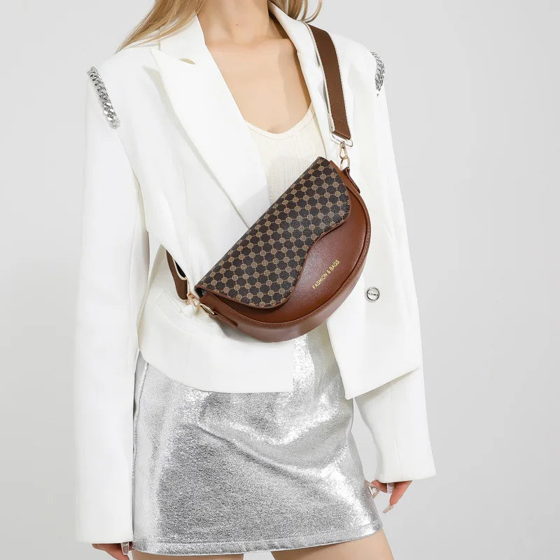 Chic Leopard Print Flap Saddle Crossbody Bag
