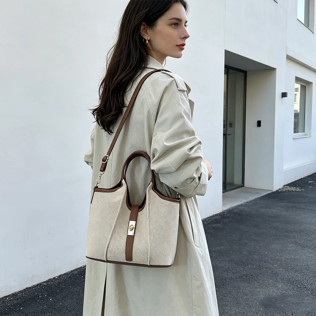Vintage Leather Top-Handle Shoulder Bag