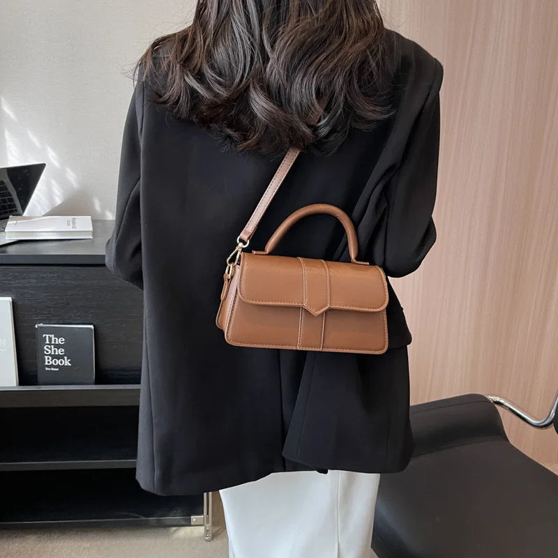 Minimalist Top-Handle Flap Handbag & Crossbody Bag - Elegant Daily Shoulder Bag