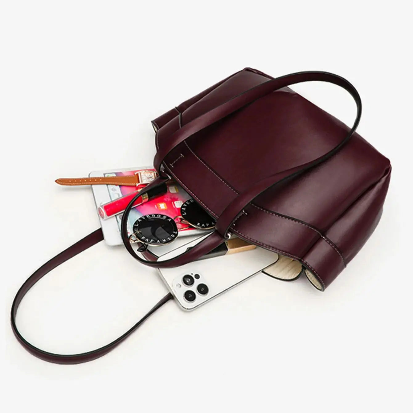 Elegance Redefined: Rich Maroon Structured Tote & Shoulder Bag