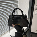 Elegant Retro Crocodile Pattern Top-Handle Satchel with Letter Print