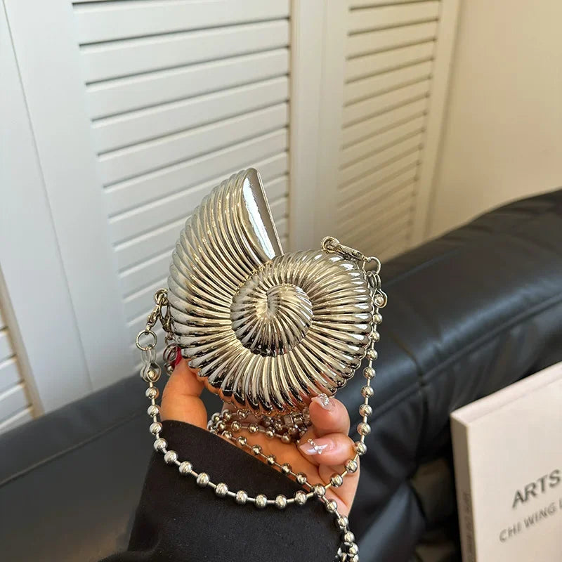 Statement Nautilus Shell Hard-Case Evening Bag