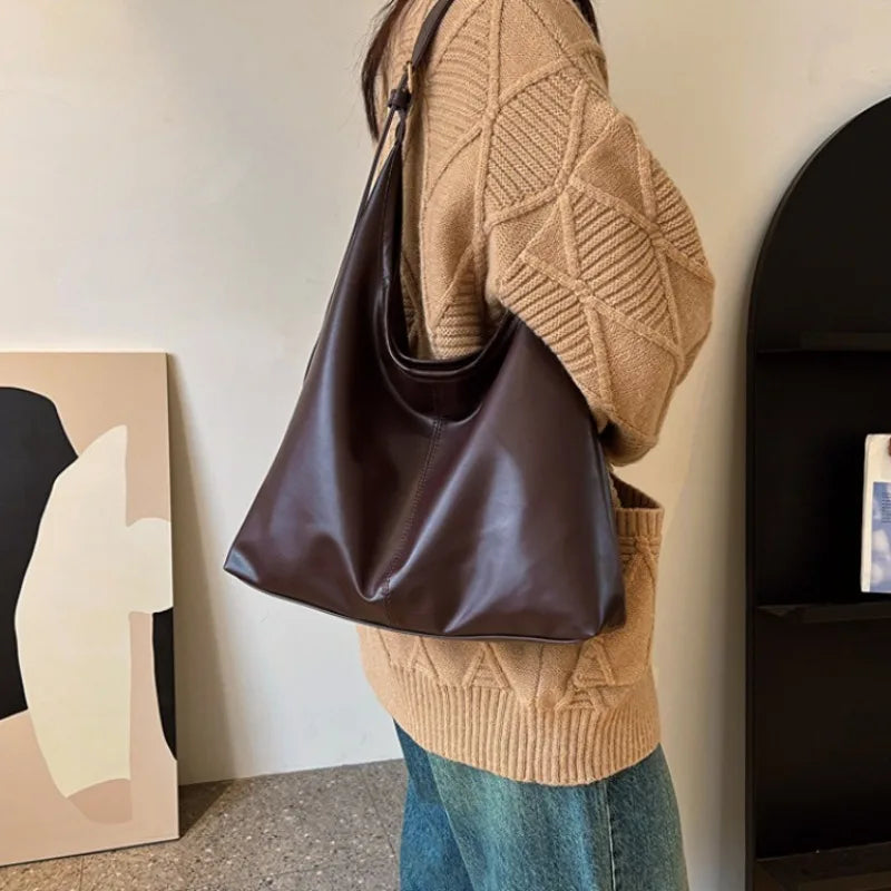 Casual Slouchy Leather Shoulder Bag | Everyday Tote Purse