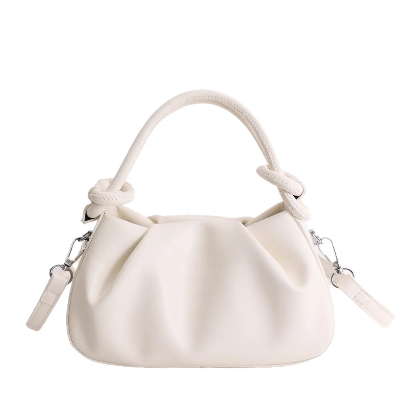 Chic Pleated Mini Red Handbag for Women | Stylish PU Leather Top Handle & Underarm Shoulder Purse