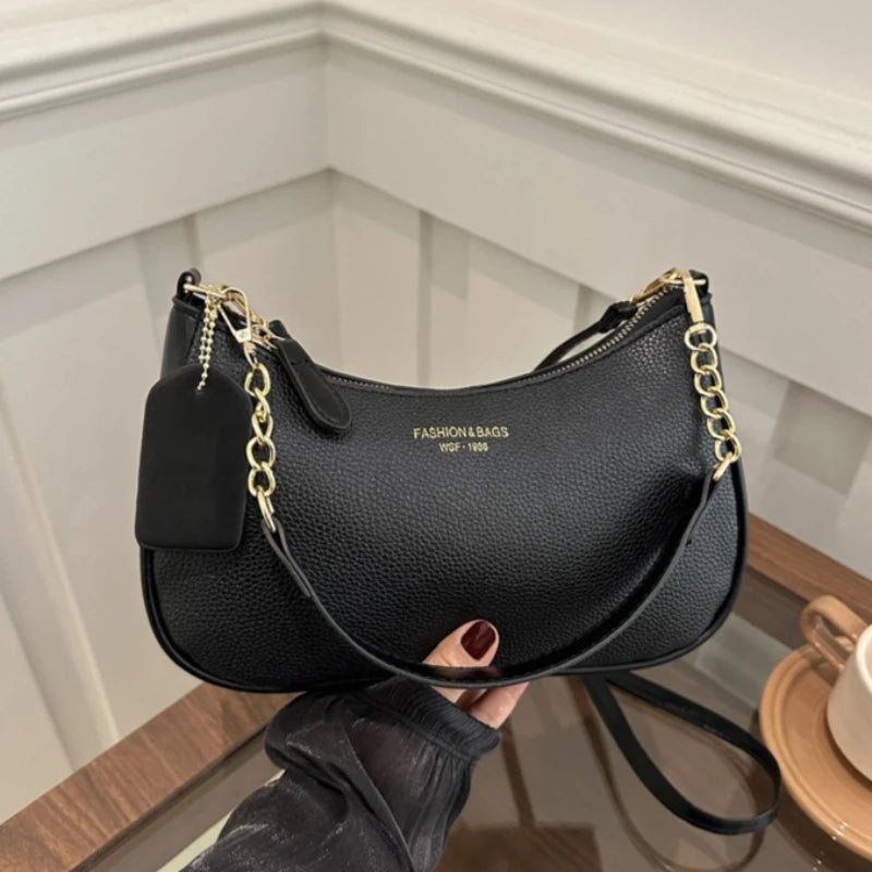 Minimalist Leather Crescent Shoulder & Crossbody Bag
