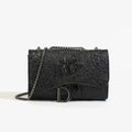 Aura Bags Luxury Crocodile Embossed Flap Shoulder Bag with Metallic Chain