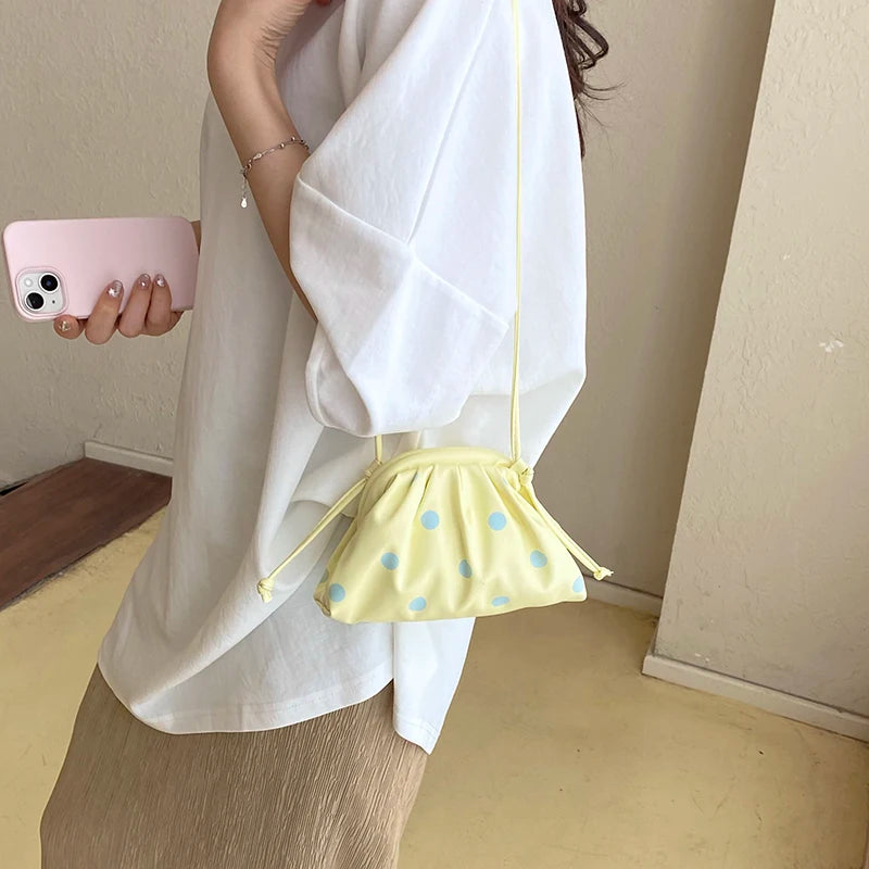 Sweet Pink Polka Dot Cloud Clutch and Mini Shoulder Bag
